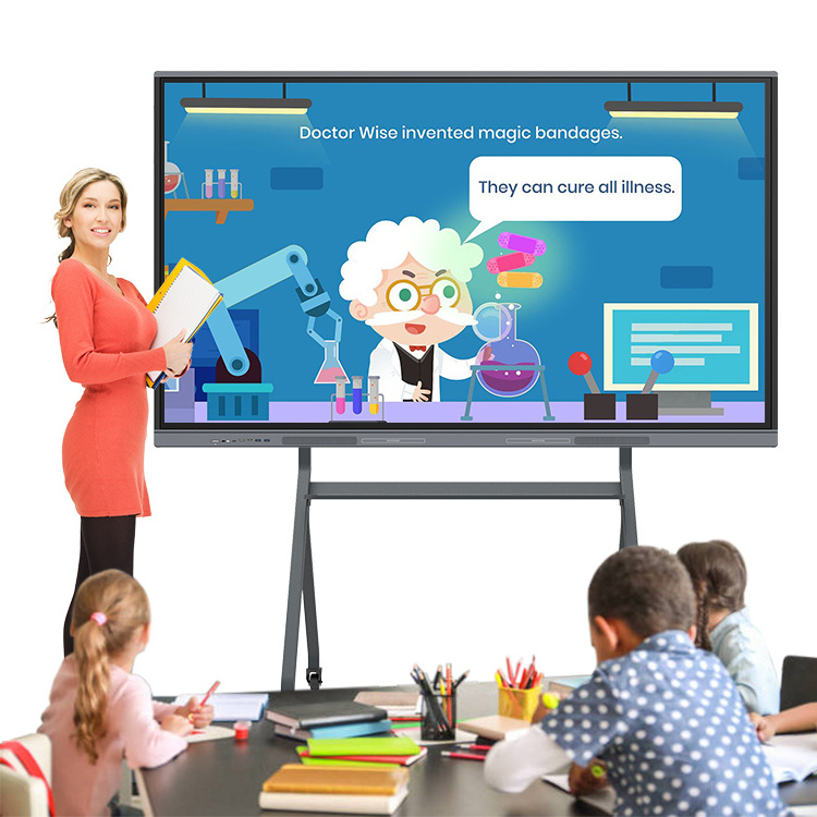 55 65 75 85 86 98 110 inch Pen Finger Touch Interactive Flat Panel 4k Lcd Digital Interactive Smart Boards for Schools Teaching