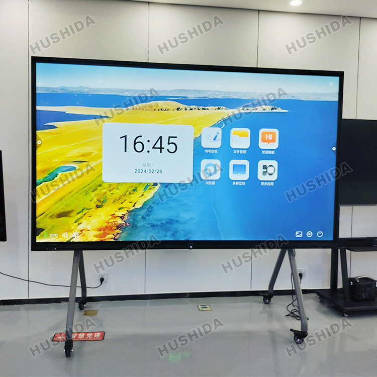 HUSHIDA 65 75 86 100 Inch 4K Display Smart Board Touch Screen Digital School Teaching Flat Panel Interactive Whiteboard