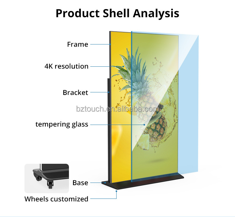 43 75 85 inch touch screen vertical lcd panel stand advertising display led advertising machine full hd big advertising screen