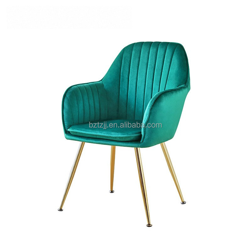 Hot Sale Restaurant Cheap Price Dine Metal Steel Frame Chairs Home Furniture Dining Room Chair Velvet Ding Chair With Gold Leg