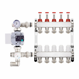 Brass hydronic underfloor radiant heating manifolds mixer pack stainless steel manifold water pump set compact with pump