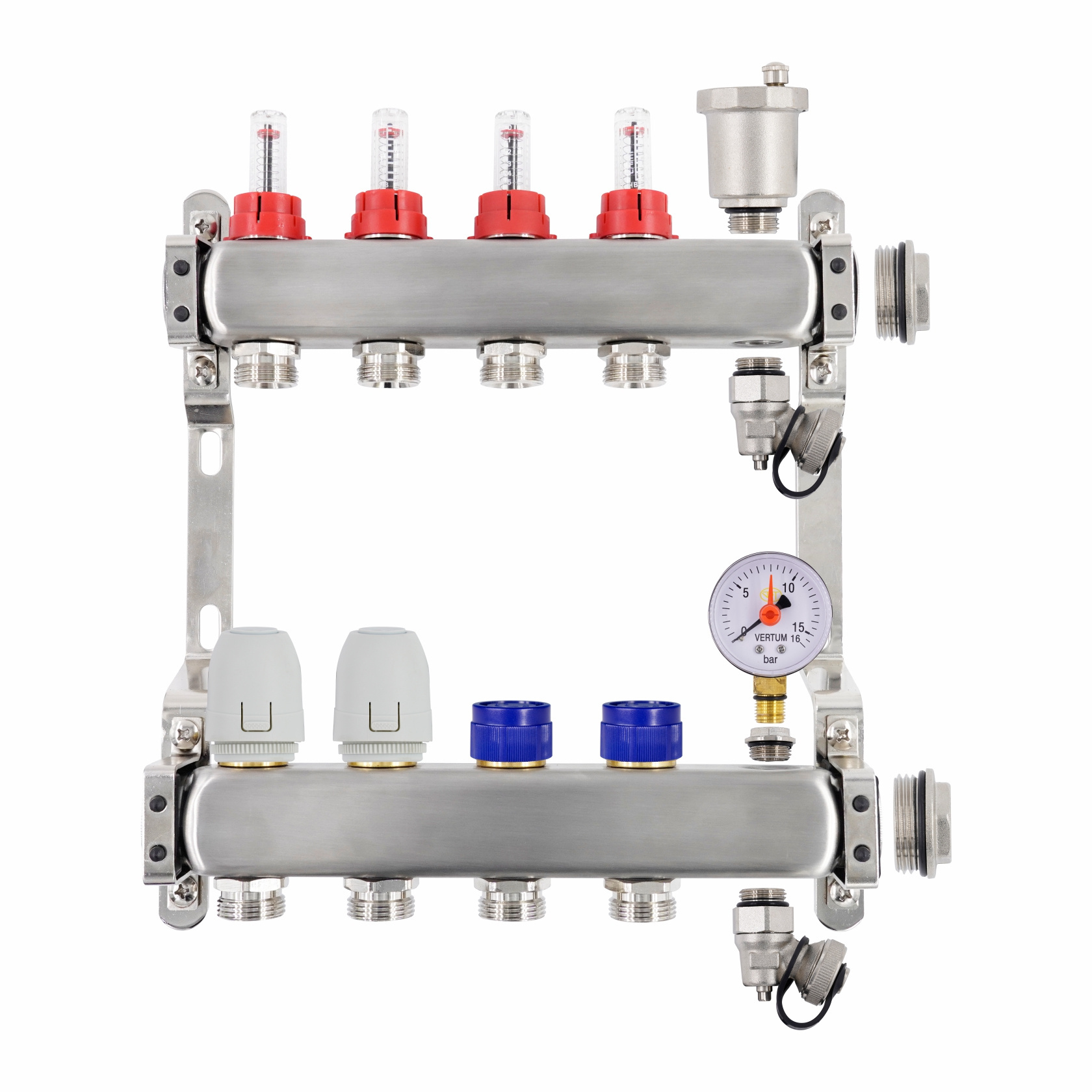 Brass hydronic underfloor radiant heating manifolds mixer pack stainless steel manifold water pump set compact with pump