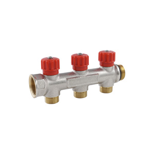 ZL-1134 Brass domestic water distribution hot cold potable  Modular manifold collector with shut off valve for plumbing system