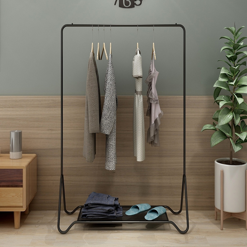 Commercial Pipe Clothing Rack Garment Rack with Bottom Shelf Heavy Duty Wall Mounted Organizer for Bedroom