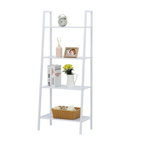 Living Room 4 Tier Storage Rack Steel Ladder Shelf Bookcase Metal Book Shelf Steel Display Rack storage racks  shelving units