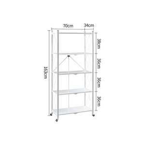 storage kitchenware shelf with iron metal wire in white  black color 5 tiers foldable Kitchen corner storage shelf