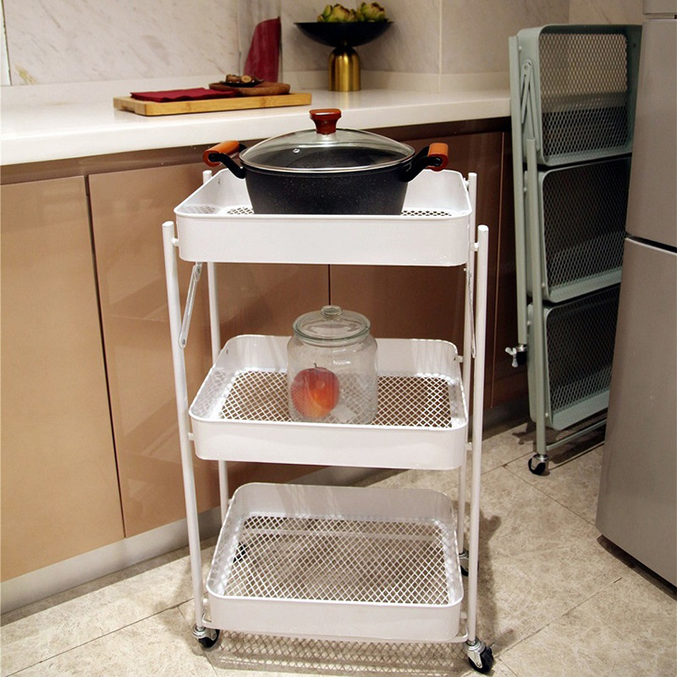 Small Package Utility Cart Custom Food Serving Beauty Salon Hotel Hand Kitchen 3 Tier Storage Trolley