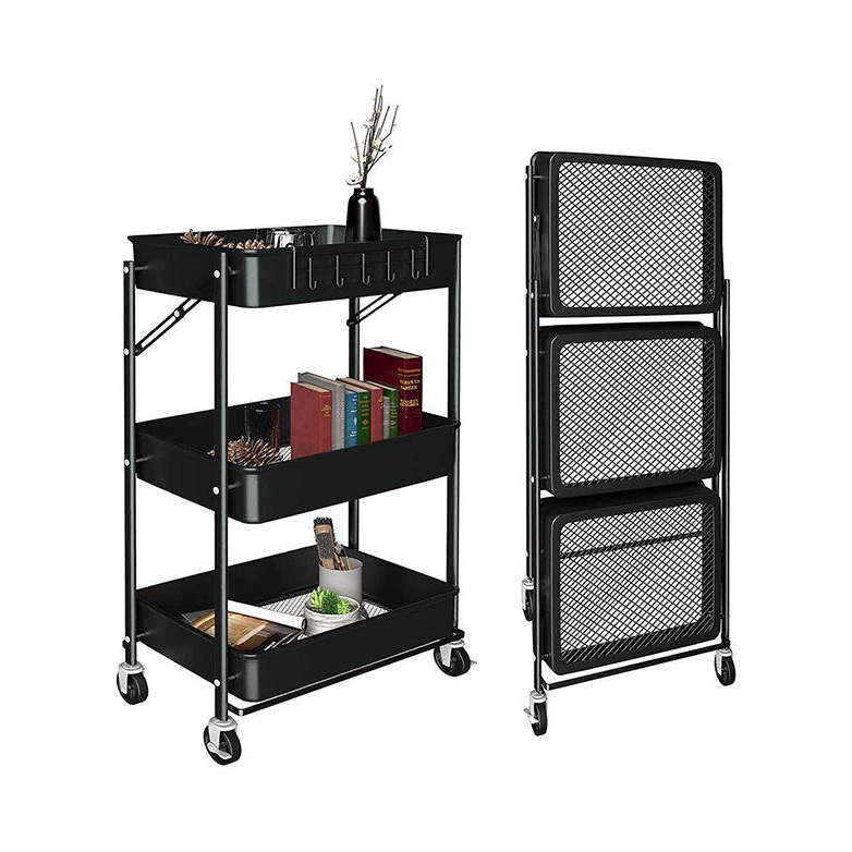 Small Package Utility Cart Custom Food Serving Beauty Salon Hotel Hand Kitchen 3 Tier Storage Trolley