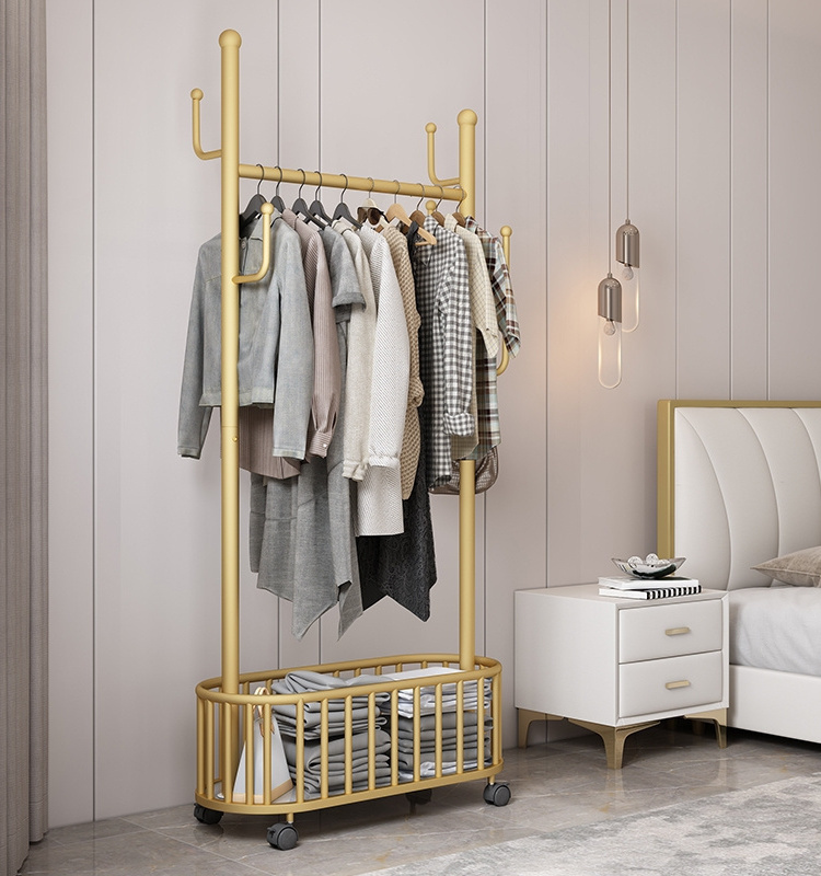 Luxury Furniture Gold-plated Freestanding Corner Coat And Shoes Rack hanger storage rack