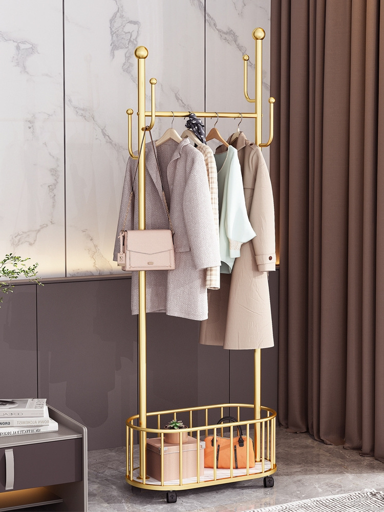 Luxury Furniture Gold-plated Freestanding Corner Coat And Shoes Rack hanger storage rack