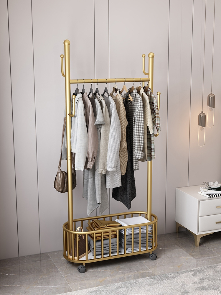 Luxury Furniture Gold-plated Freestanding Corner Coat And Shoes Rack hanger storage rack