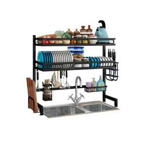 The Sink Dish Drying Rack Stainless Steel 2 Tier Dish Rack Above Kitchen Sink Shelf Durable Black Dish Drainer