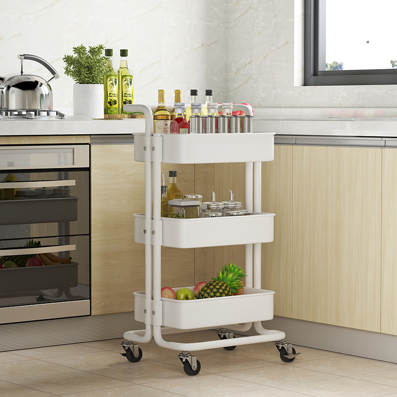 4 Tier Rolling Utility Storage Cart Craft Cart Kitchen Coffee Bar Organizer Kitchen Shelf with Handles and Roller Wheels