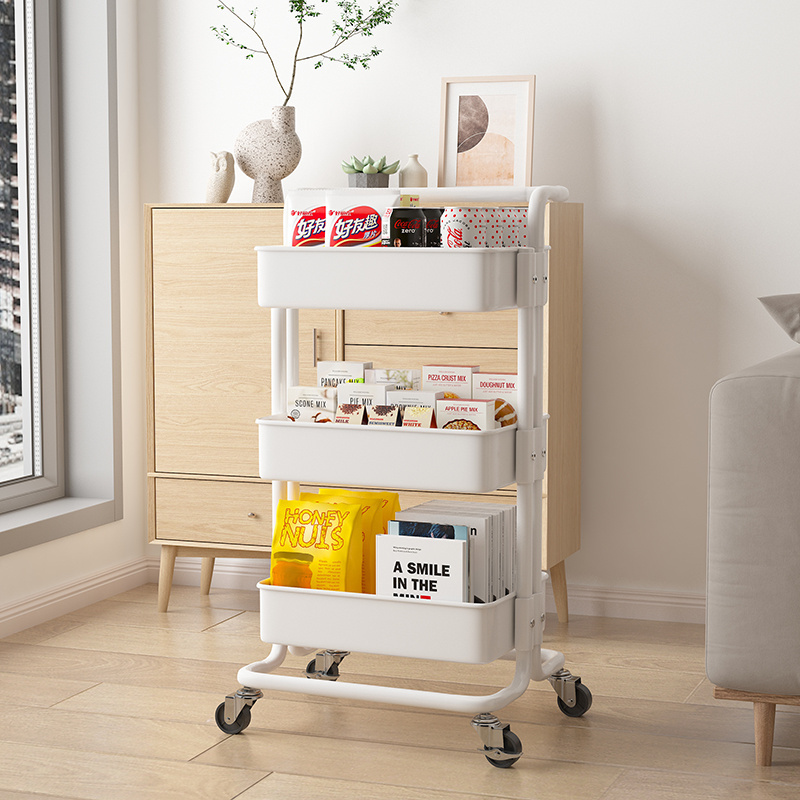 4 Tier Rolling Utility Storage Cart Craft Cart Kitchen Coffee Bar Organizer Kitchen Shelf with Handles and Roller Wheels