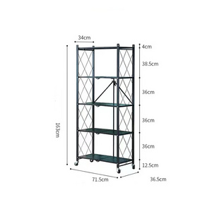 5 Tier Metal Storage Shelves Rack Shelf Organizer Foldable Wire Shelving Units with Wheels Movable Garage Kitchen Garden Shelves