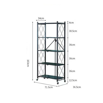 5 Tier Metal Storage Shelves Rack Shelf Organizer Foldable Wire Shelving Units with Wheels Movable Garage Kitchen Garden Shelves