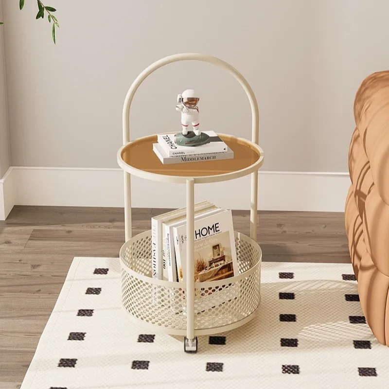 Corner Table Living Room Movable Coffee Table Small Apartment Sofa Side Storage Rack Cloud Small round Table