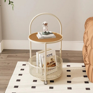 Corner Table Living Room Movable Coffee Table Small Apartment Sofa Side Storage Rack Cloud Small round Table