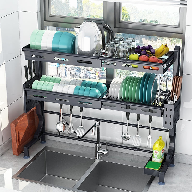 sink dish drying rack space saver sink counter with space aluminum kitchen Utensils storage draining racks dishes