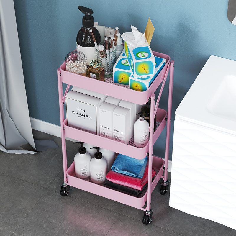 Hand carts trolley with storage cart with wheel fold soap bathroom drain rack metal shelving units plastic baby storage rack