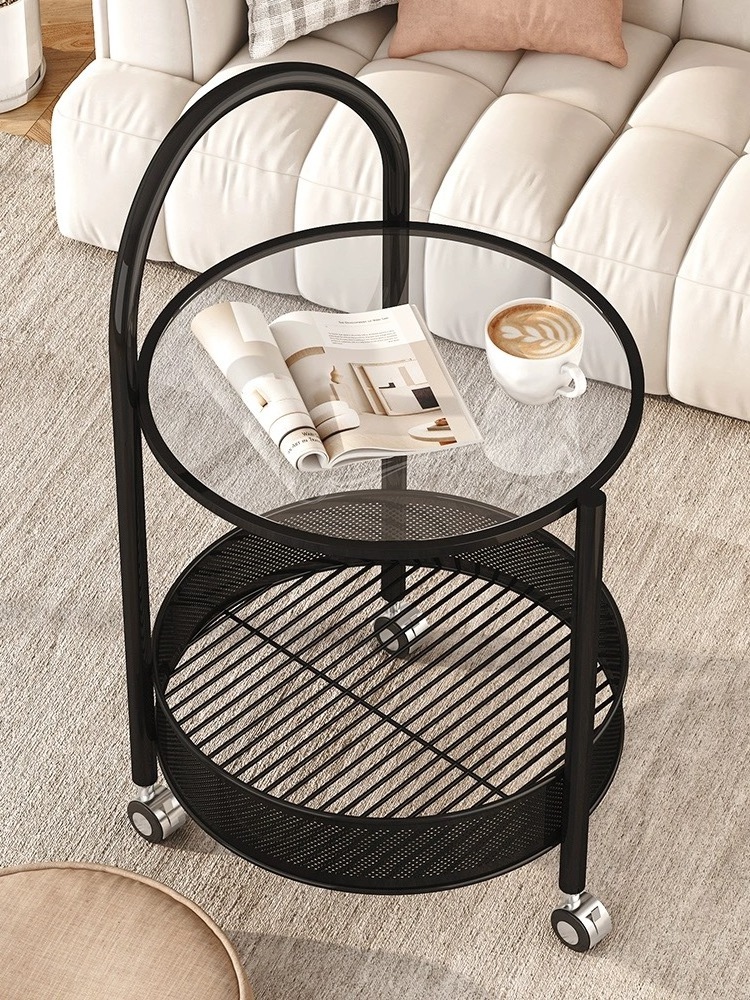 Corner Table Living Room Movable Coffee Table Small Apartment Sofa Side Storage Rack Cloud Small round Table