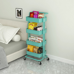 4 Tier Rolling Utility Storage Cart Craft Cart Kitchen Coffee Bar Organizer Kitchen Shelf with Handles and Roller Wheels