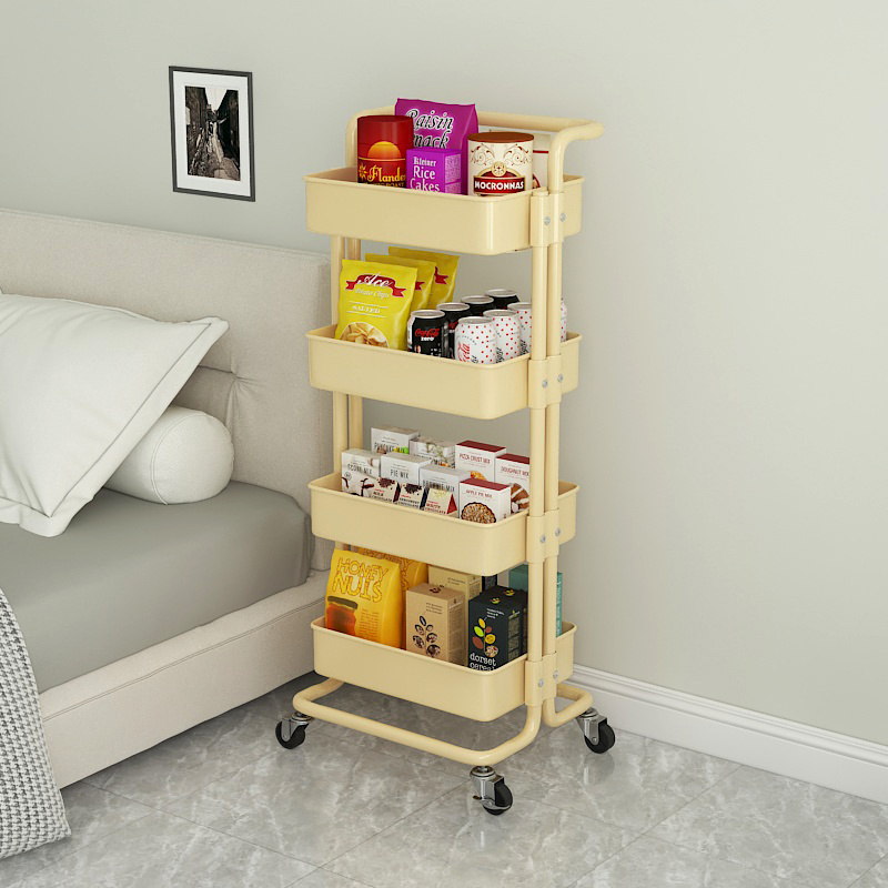 High quality 3 Tier Rolling Utility metal Cart with Wheels and Handle Storage Organization Shelf for Kitchen Bathroom Office