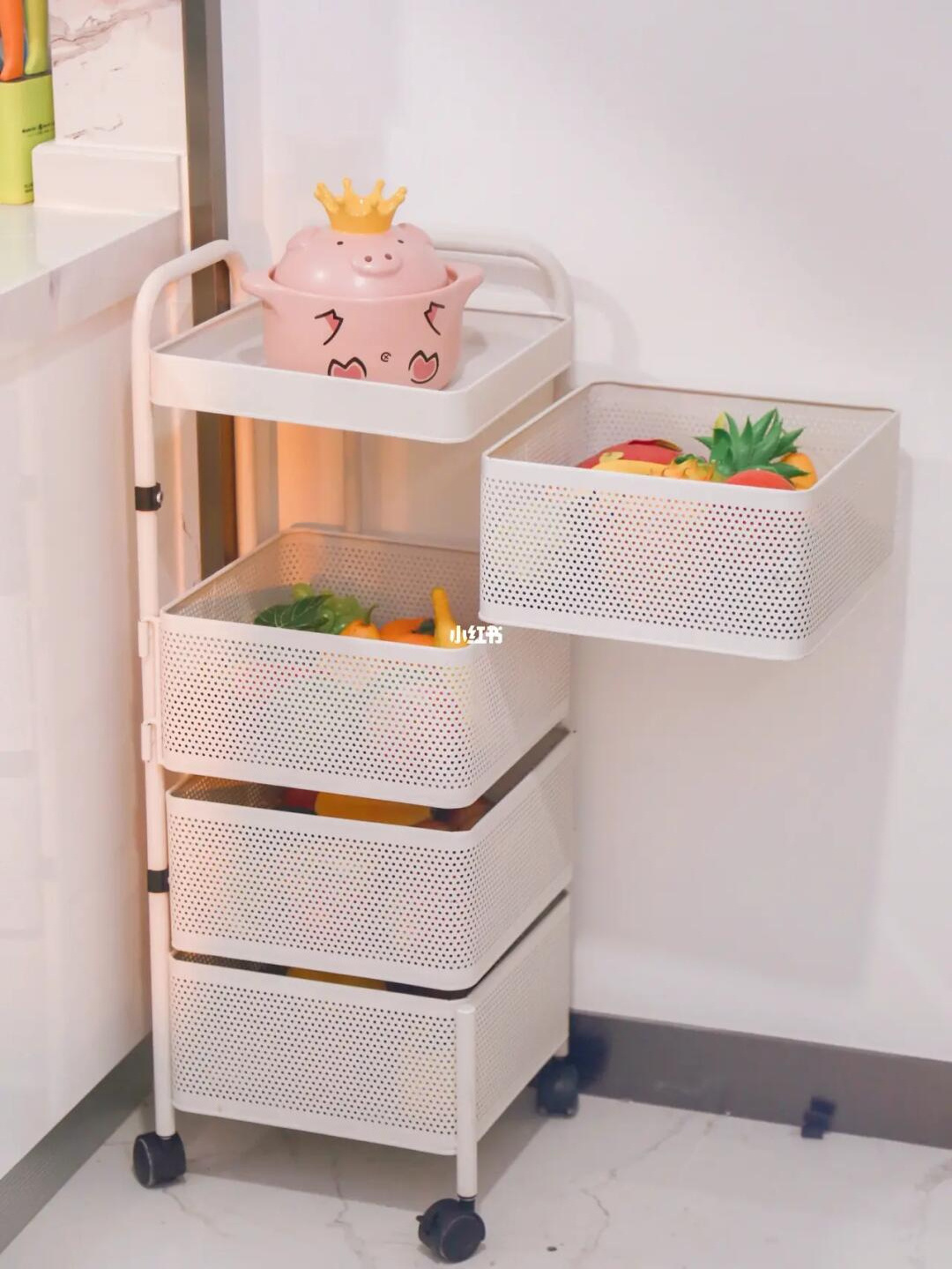 Kitchen storage rack square layered vertical storage rack kitchen storage rotating vegetable rack