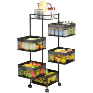 Kitchen storage rack square layered vertical storage rack kitchen storage rotating vegetable rack