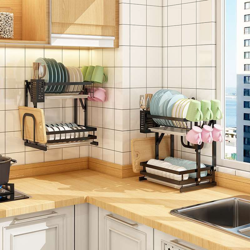 Indoor Household Multifunction Kitchen Holders with Drainboard Dish Rack Drainer Stainless Steel Storage Hold