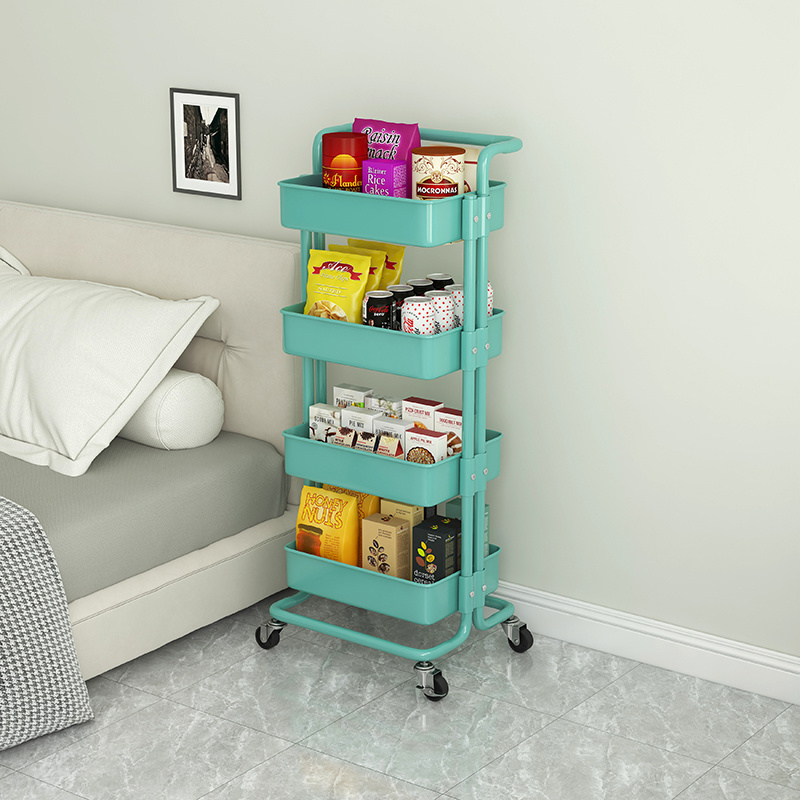 High quality 3 Tier Rolling Utility metal Cart with Wheels and Handle Storage Organization Shelf for Kitchen Bathroom Office