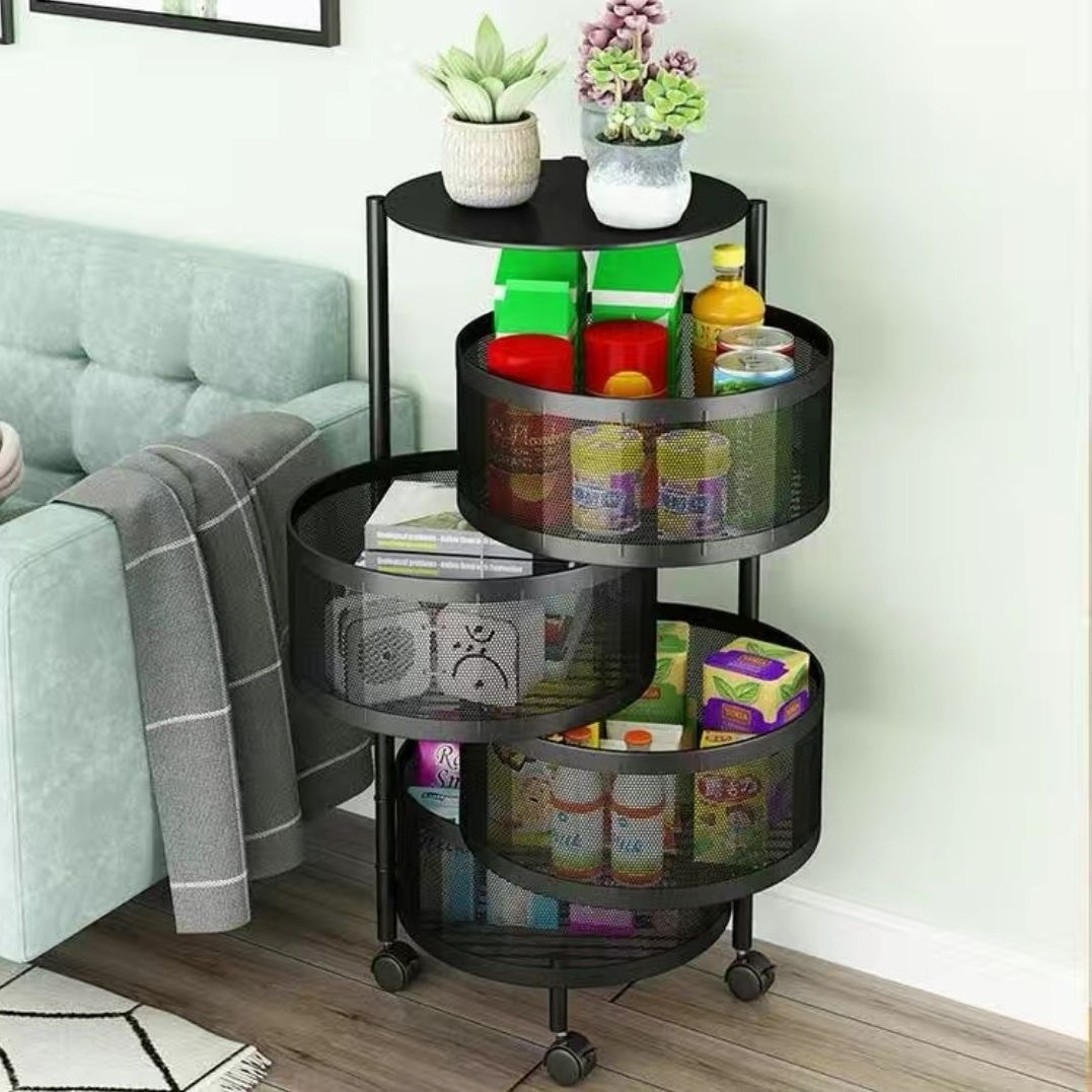 4-tier mobile iron foldable kitchen standing shelving unit shelves metal storage folding pantry rack with wheels