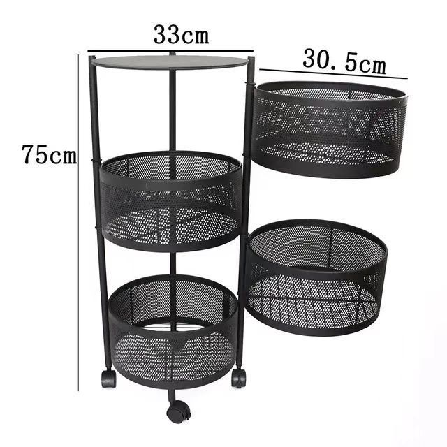 small Storage best to use 5 tiers Multi-functional floor trolley 360 degree rotating  kitchen shelf