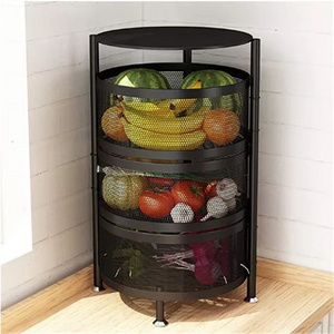 small Storage best to use 5 tiers Multi-functional floor trolley 360 degree rotating  kitchen shelf