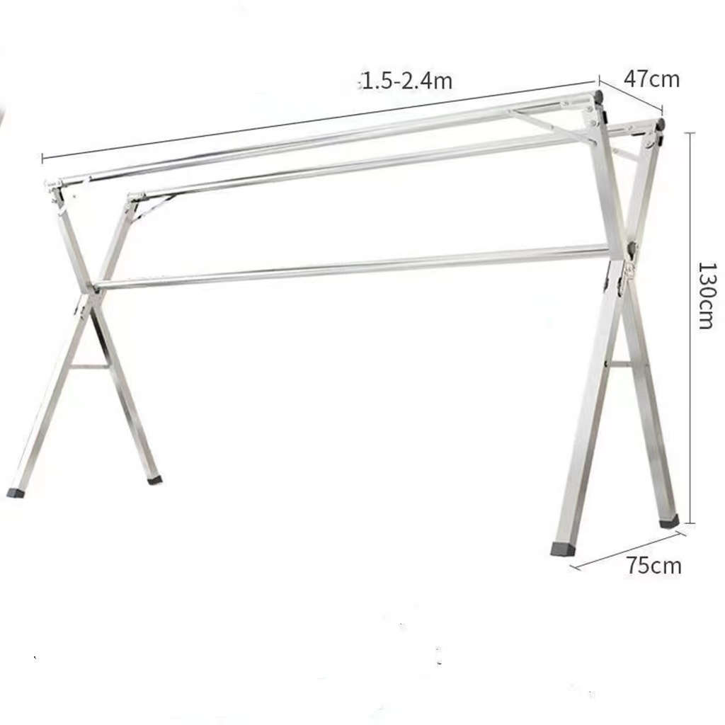 X shaped Foldable clothes Rack Stainless Steel collapsible Dryer Rail Drying Stand Laundry Hanger for indoor Outdoor