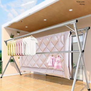 2022 Modern stainless steel  adjustable racks stainless steel single-standing  folding clothes hanger rack