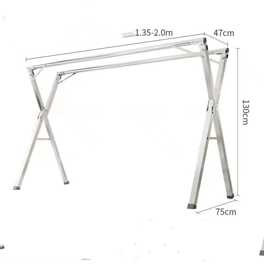 X shaped Foldable clothes Rack Stainless Steel collapsible Dryer Rail Drying Stand Laundry Hanger for indoor Outdoor