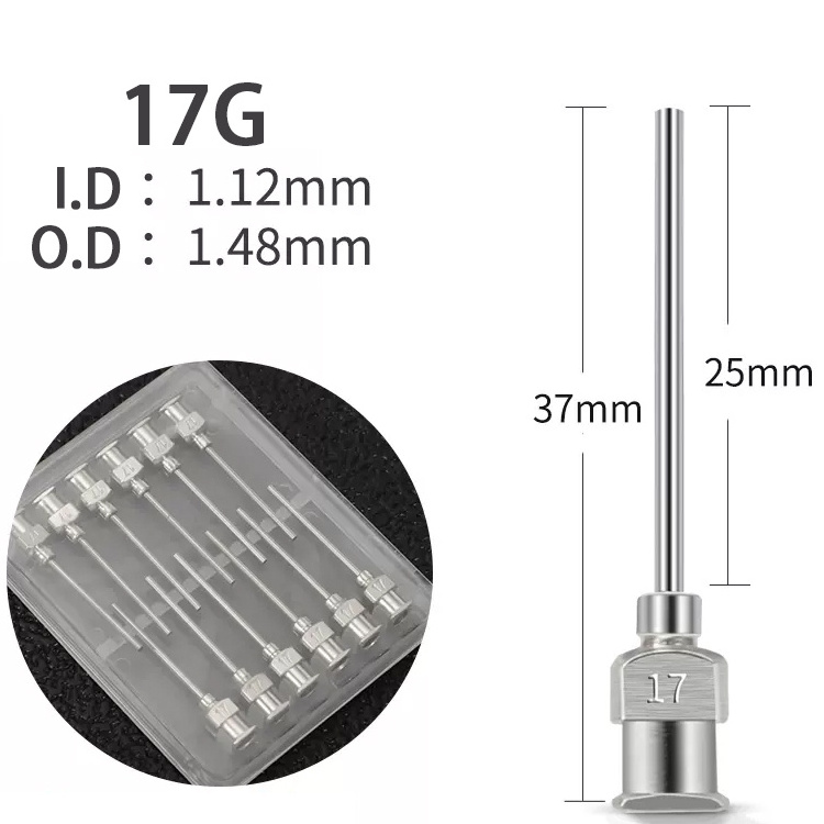 1 inch 17G Stainless Steel blunt syringe needle tips Luer Lock glue dispensing needles