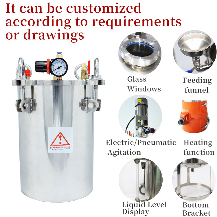 Factory Supply 1L--100L  Stainless Steel/Carbon Steel Glue Dispensing Pressure Barrel Glue Pressure Tank