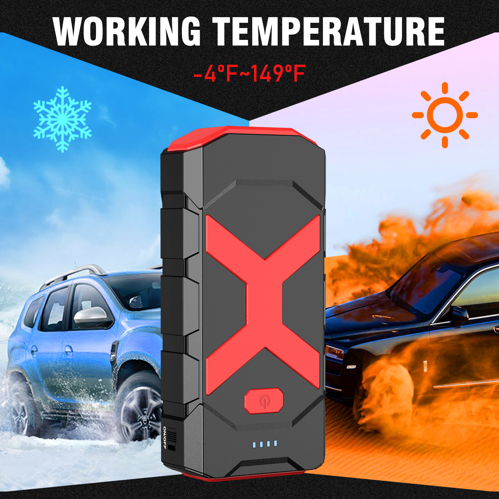 High capacity 12v booster jump starter portable power bank car starter for Gas Diesel