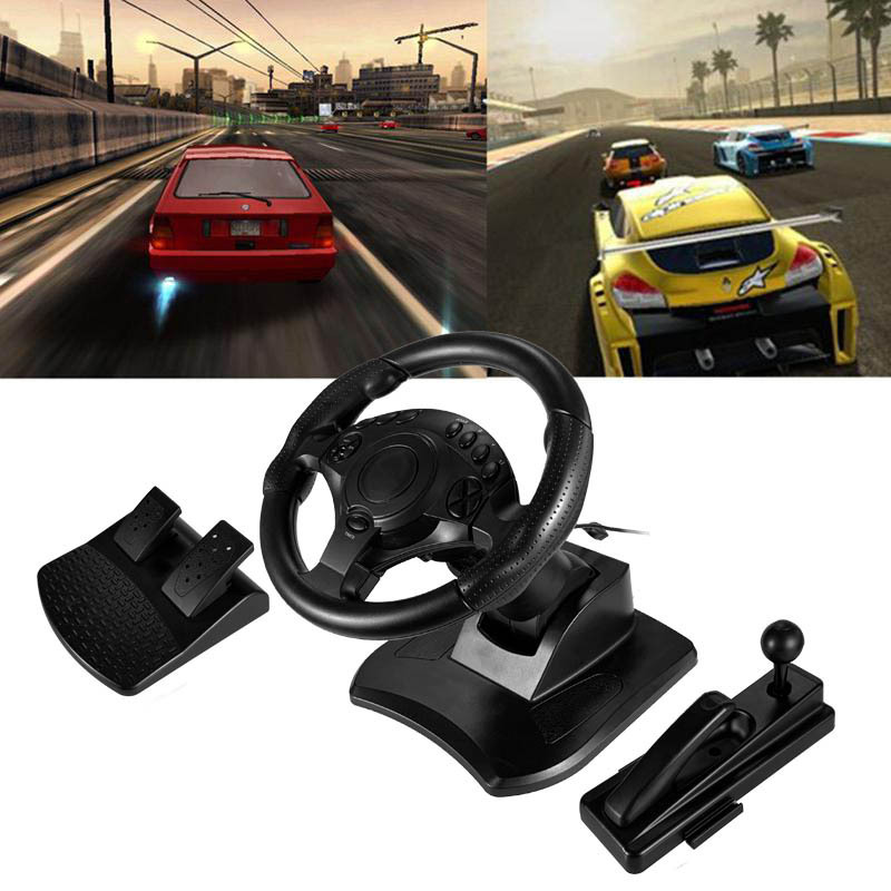 7 In 1 270-Degree Wired Racing Car Game Steering Wheel With Linear Foot Pedal For PC/Switch/p4/PS-3