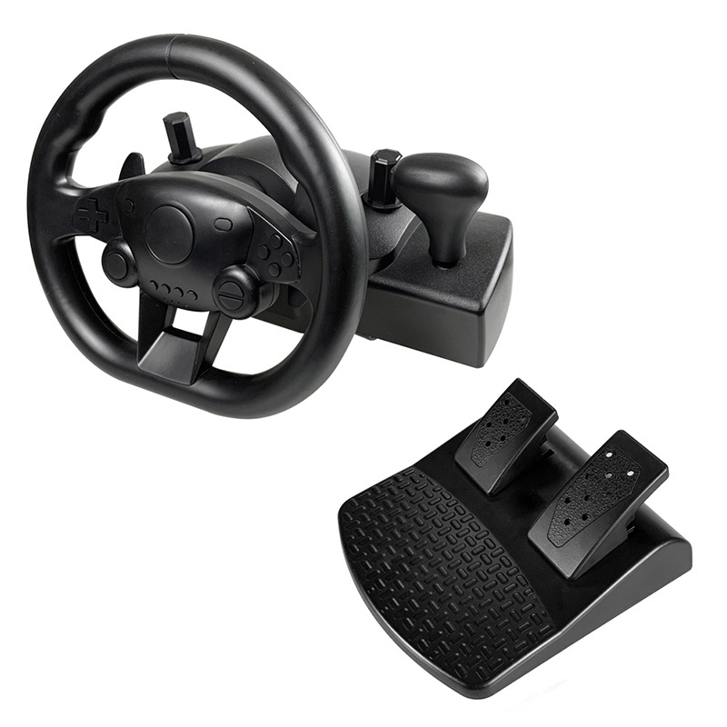 C-star NS-9887 Game PC Racing Steering Wheel with Vibration Motor, Shifter Lever and Pedals For Switch/p4