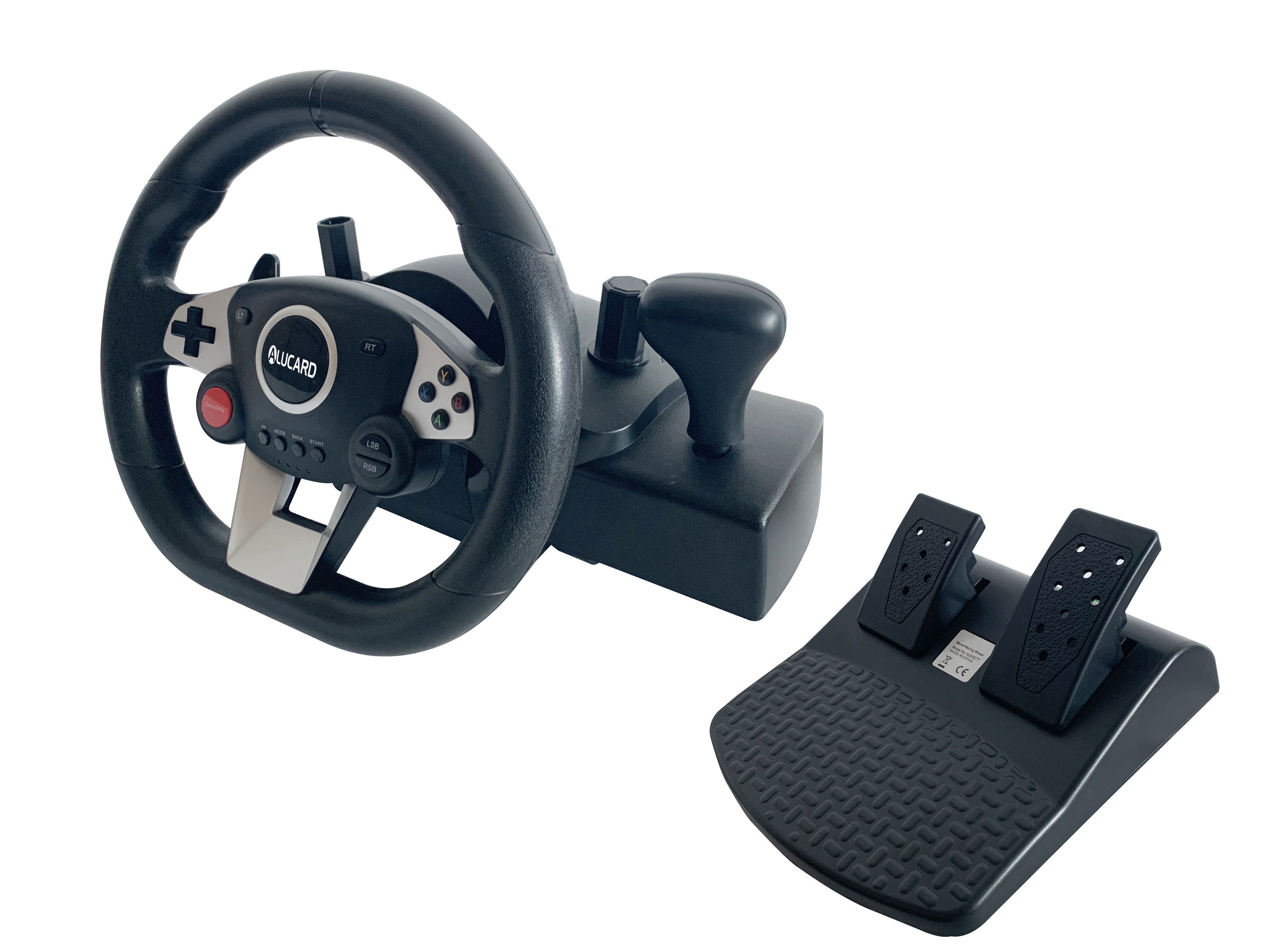 C-star NS-9887 Game PC Racing Steering Wheel with Vibration Motor, Shifter Lever and Pedals For Switch/p4