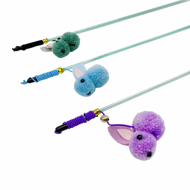 New Design Cat Rod Stick Faux Rabbit Accessories Fun Playing Rod Cat Wand Cat Toys