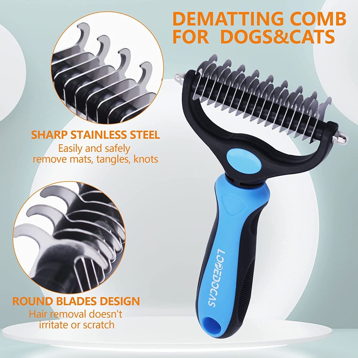 C4P Own brand Deshedding Brush 9+17 Teeth for Tangles Knots Mats pet comb brush cleaning pet grooming brush