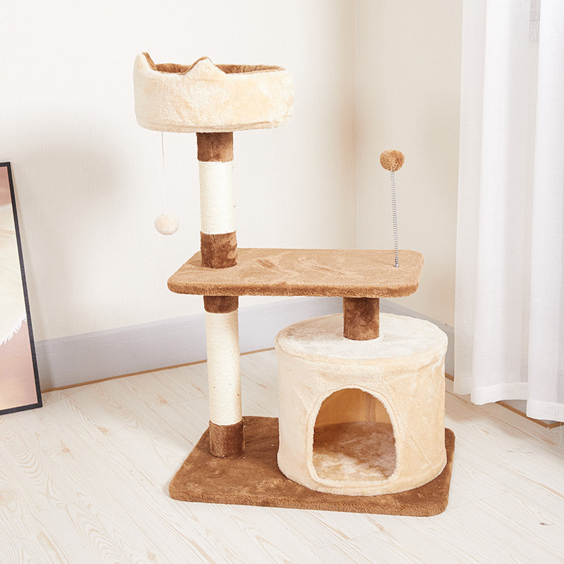 Luxury Wood Style Cat House Furniture Sisal corner cat tree Climbing Tower cat tree house