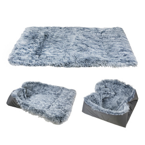 C4P new arrival self warm plush long faux fur  pet cat  nest 3in1 pet mats pad fluffy dog bed