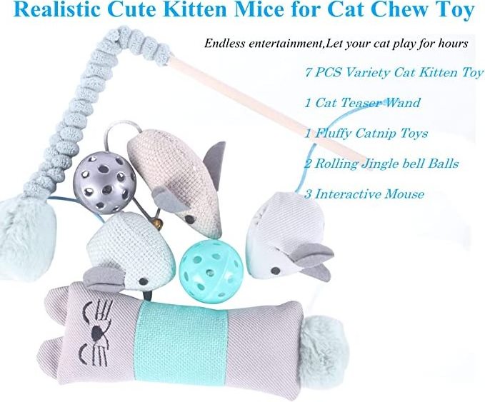 Assorted cat toy Catnip toy  Interactive mouse cat teaser jingle bell  cat cute kitten plush toy