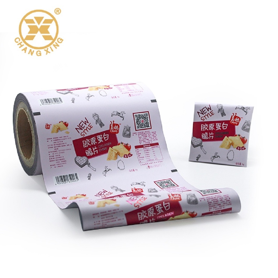 Customized printed matte plastic aluminum foil pet/al/pe roll film for cookie snack food packing with window