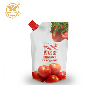 Custom Printed Food Grade Aluminum Foil Stand Up Spout Pouch Plastic Drinking Water Bag For Fruit Juice Tomato Sauce Packaging